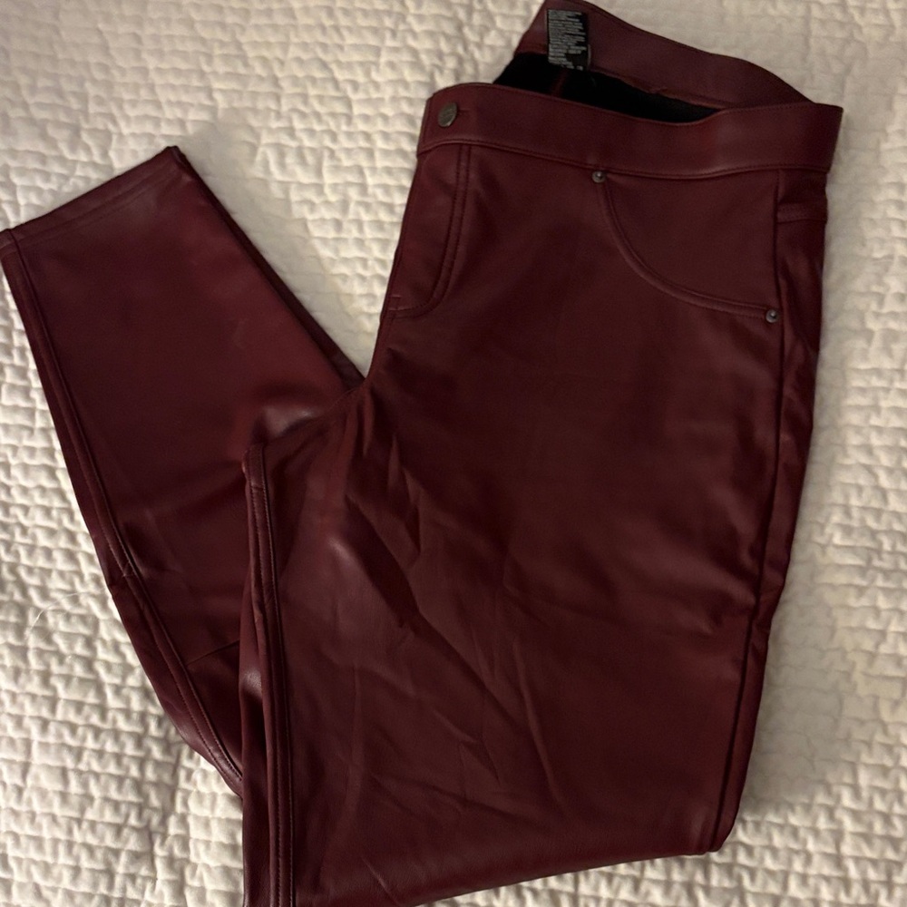 HUE Maroon Faux Leather Pants